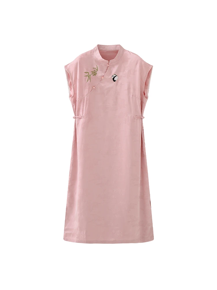 Новое китайское платье Aige женское лето 2023 новое национальное с вышивкой розовое