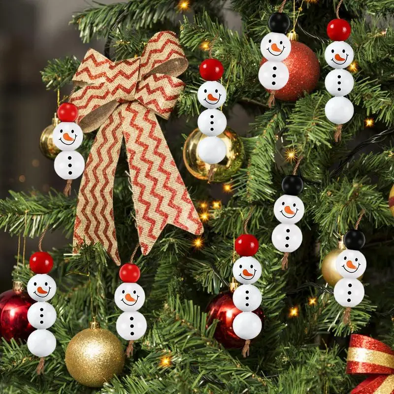 

Деревянные бусины в виде снеговика, 200 шт., деревянные бусины для рукоделия, рождественские бусины с веревкой для рукоделия, гирлянда для рукоделия, для вечеринки, дома