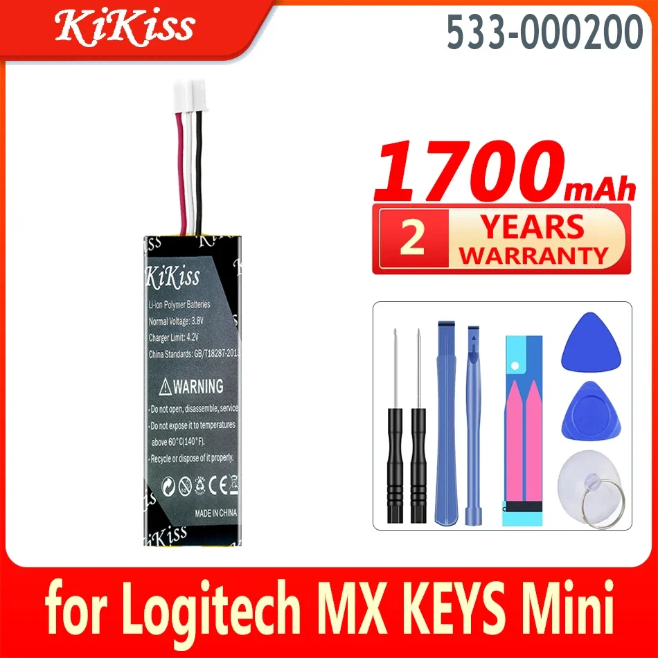 

KiKiss Li-ion Battery 533-000200 533000200 1700mAh for Logitech MX KEYS Mini YR0084 920-010514 Keyboard Bateria