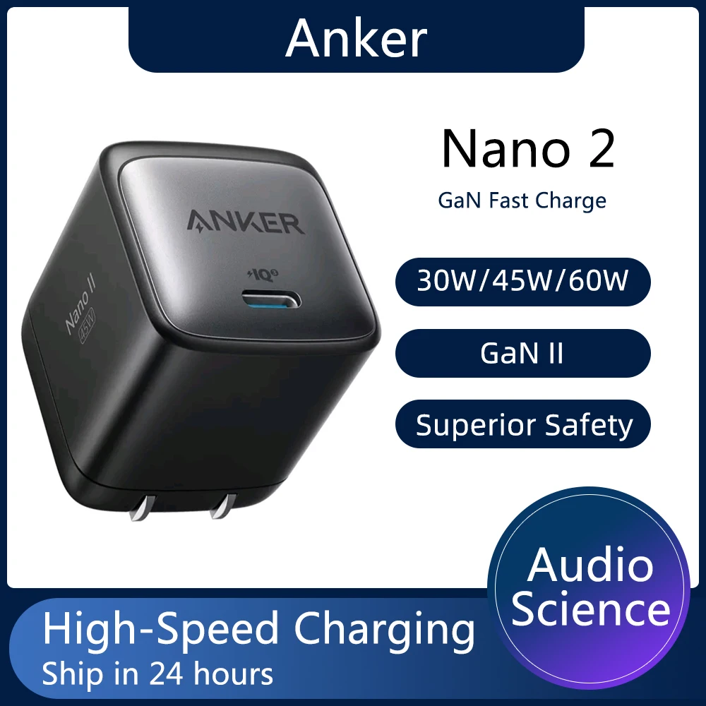 

USB C Charger,Anker Nano II 65W Charger GaN Fast Charge 45W/30W for IPhone 12/12 Mini/12 Pro/12 Pro Max/11, Pixel 4/3, IPad Pro