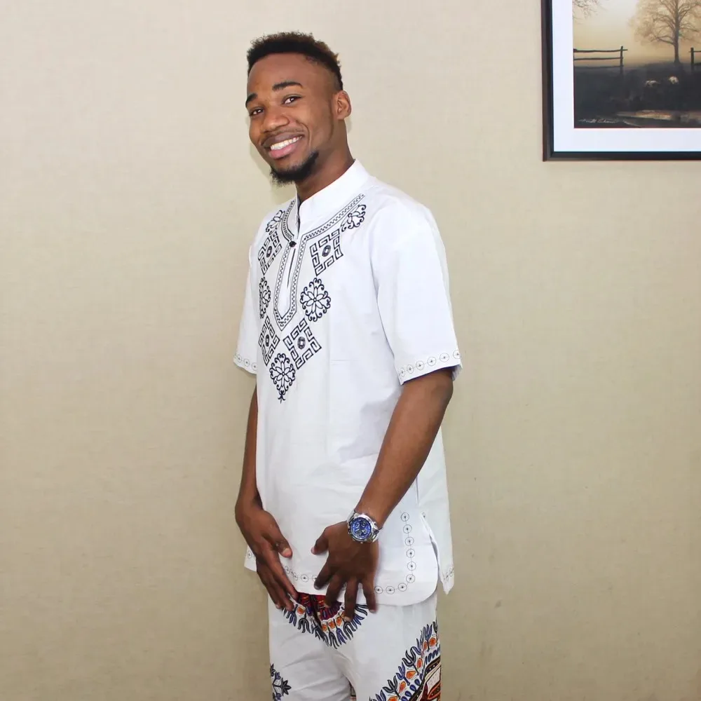 Dashikiage Мужская Винтажная Африканская Туника Высококачественная Хлопковая