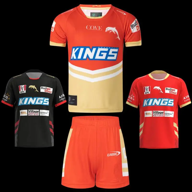 

Спортивная одежда Детский костюм 2023 дельфины Регби Джерси Дети дельфины регби рубашка Молодежная тренировочная одежда с именем на заказ и