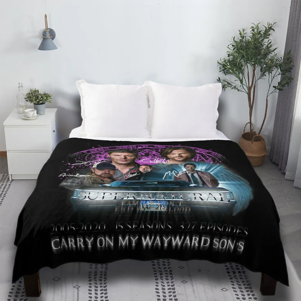 

Ограниченная серия, суперъестественное семейное одеяло с надписью Don't End With кровь сезон 15Sw, милый мультяшный плед из полиэстера для кемпинга