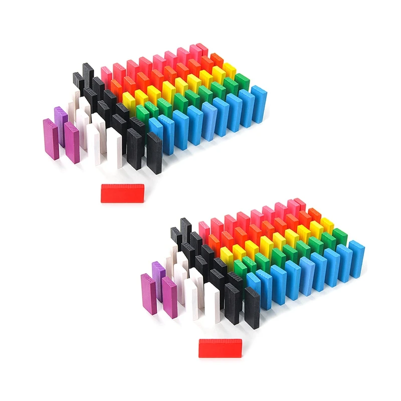 

600 Pcs Children's Color Classification Rainbow Wood Domino Building Block Kit Early Game Children's Educational Toys