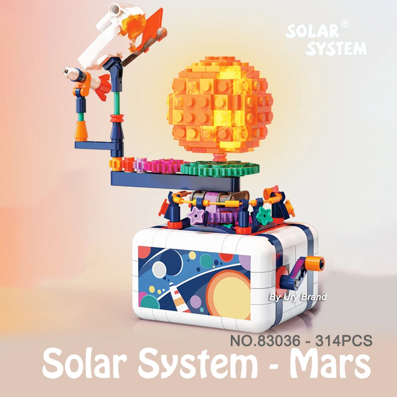 

Astronaut With Light Rotaing Earth Sun Moon Mars Solar System Science Space Model Education Building Blocks Gifts Toys for Kids
