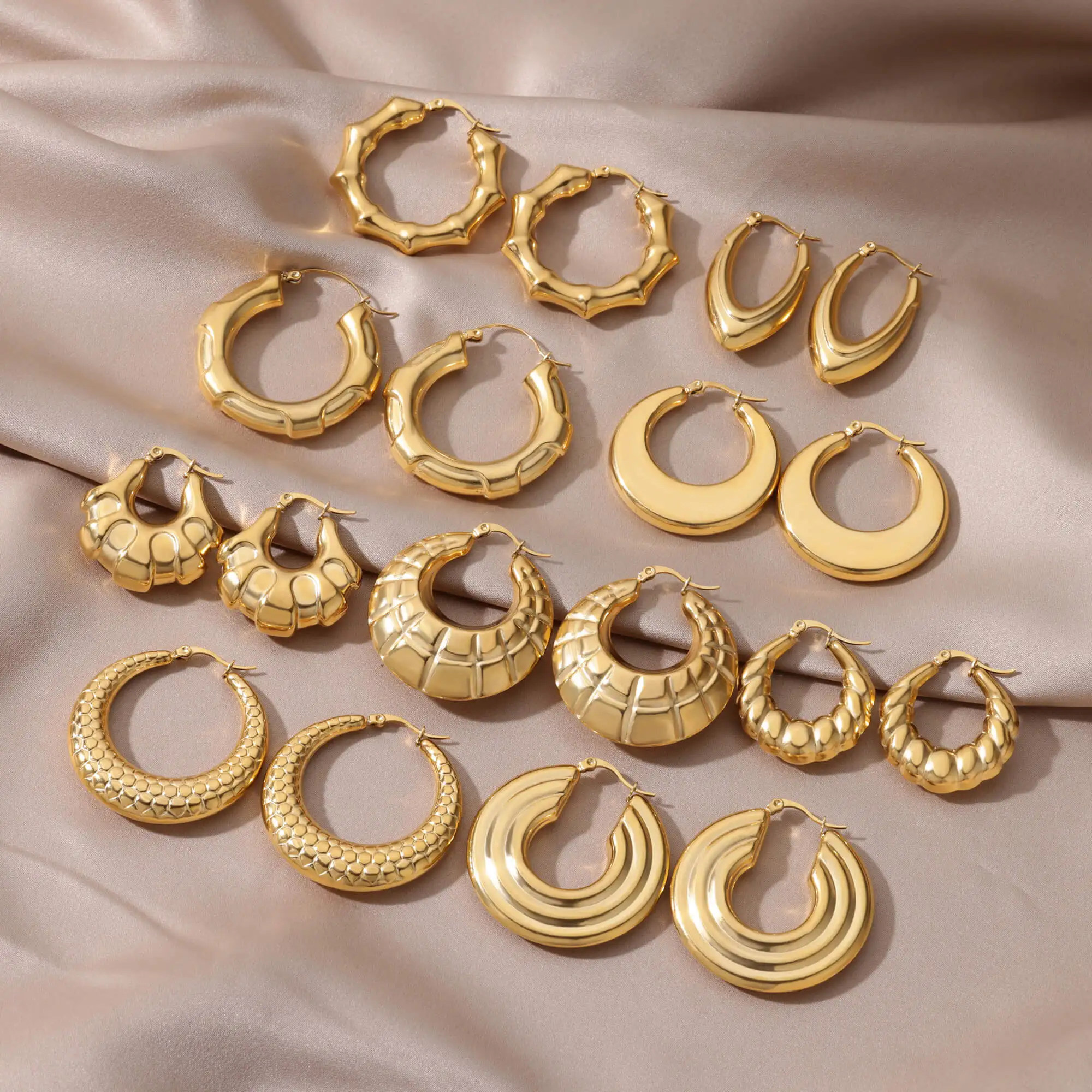 

Stainless Steel Hoop Earrings For Women Gold Color Big Round Earring Female Hyperbole Ear Jewelry Gift 2023 Trend Free Shipping