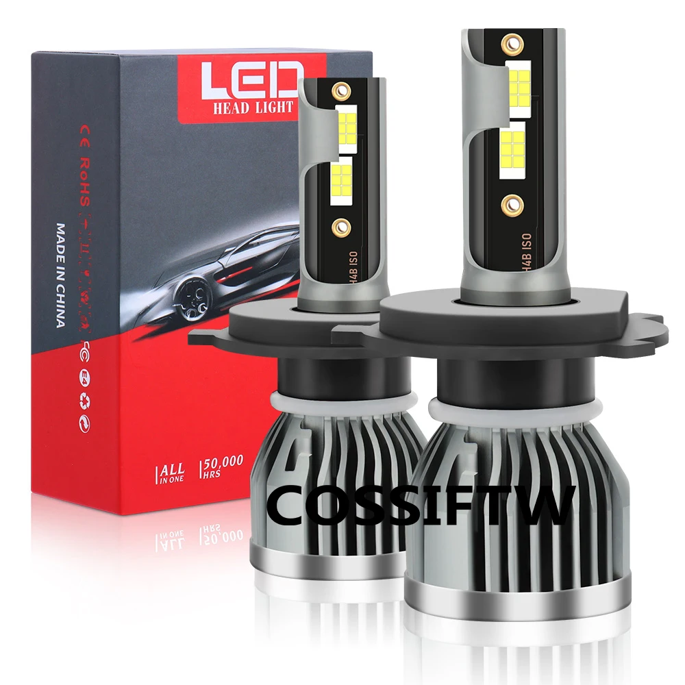 

9007 LED Headlight Bulbs 350% Brighter 12000LM h8 LED High Low Beam Headlight Conversion Kit 4500K Cool White Mini Auto Headlamp