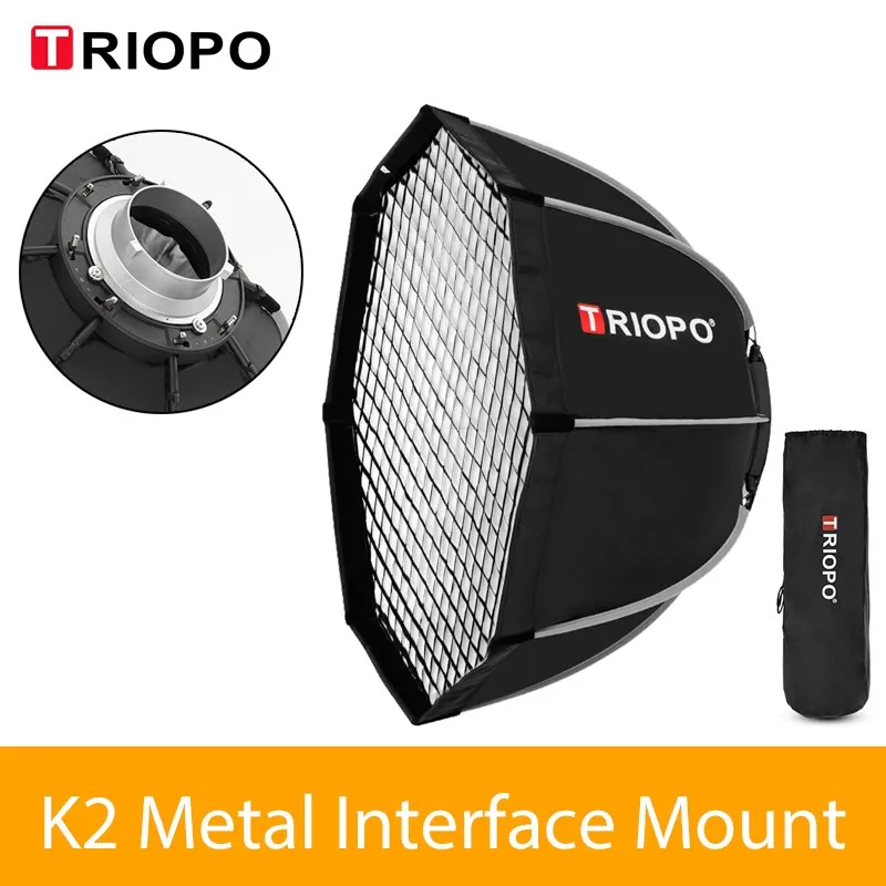 

Triopo K2 55cm 65cm 90cm 120cm Quickly Release Bowens Mount Octagon Softbox + Honeycomb Grid Outdoor Soft Box for Flash