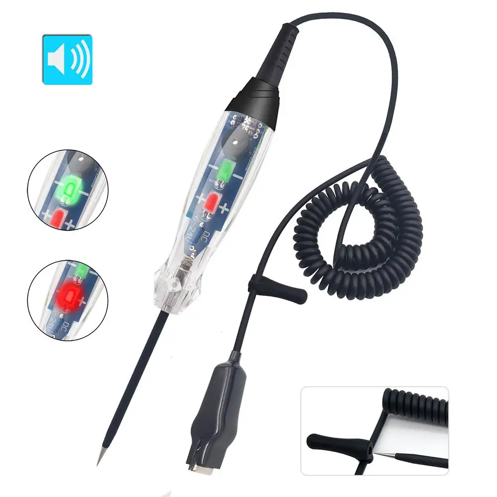 

Car LED Circuit Tester Sound Light Alarm Measuring Pen Double Led Indication Light Fault Maintenance Detector 6-24V