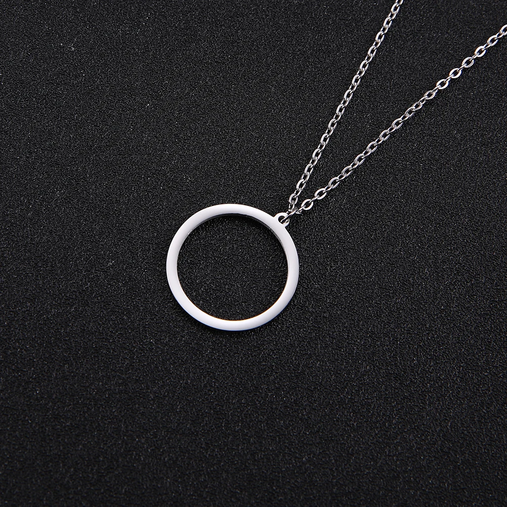 

Amaxer Stainless Steel Necklace For Women Lover's Casual Personality Circle Lariat Pendant Necklace High Quality Simple Choker