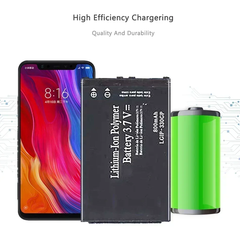 Bateria 800 мАч LGIP-330GP Аккумуляторы для мобильных телефонов LG GM210 KF240 KF245 KF300 KF305 KF330 KM380