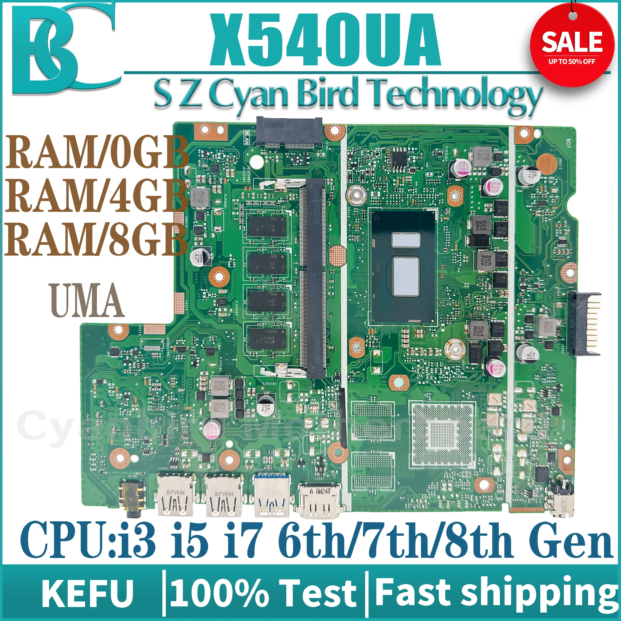 

KEFU X540UA Mainbaord For ASUS X540UB X540UBR X540UV X540U A540U F540U X543U X500U K540U X540UAR P540U R540U Laptop Motherboard