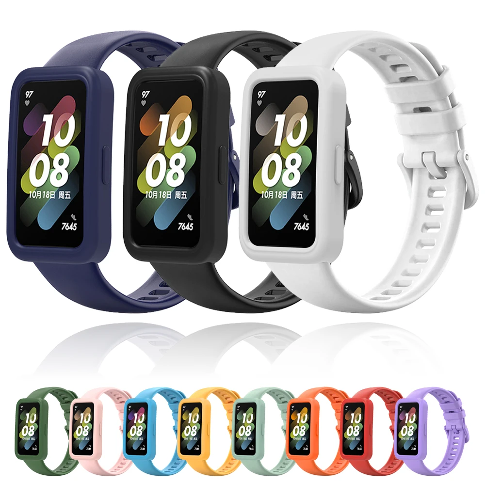

Watchband for Huawei Band 8 Soft Silicone Sport Strap and protective case Huawei Band8 SmartWatch Replacement Bracelet Wristband