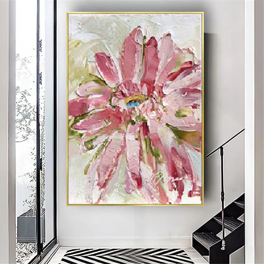 

Ручная роспись абстрактные цветы картина маслом на холсте Современная Минималистичная Розовая Лилия внутренний Декор настенное искусство...