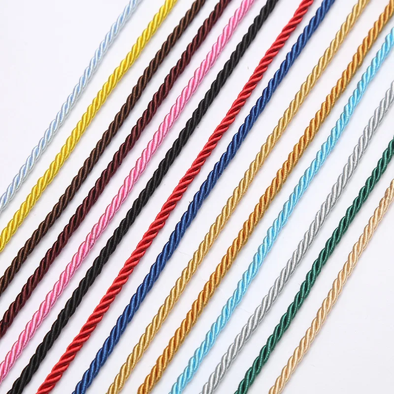 Corde en Polyester 3 brins 10 mètres/lot 3/4/5mm  corde de décoration pour boîte à cadeau de bijoux