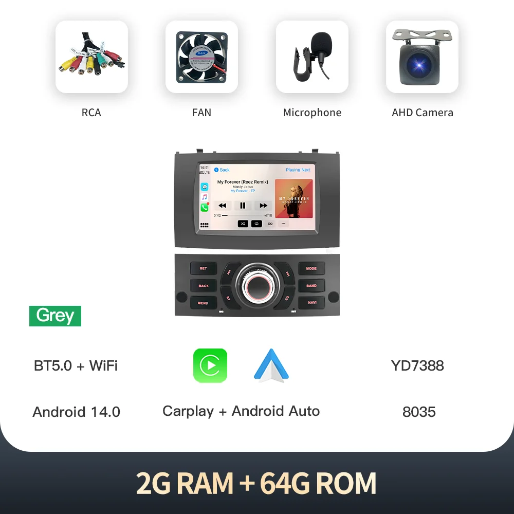 

Автомагнитола Kingchange 7 дюймов для Peugeot 407 2004-2010, Android 14, стерео, CarPlay, Auto, NAVI 360C, GPS, WIFI, BT, DSP