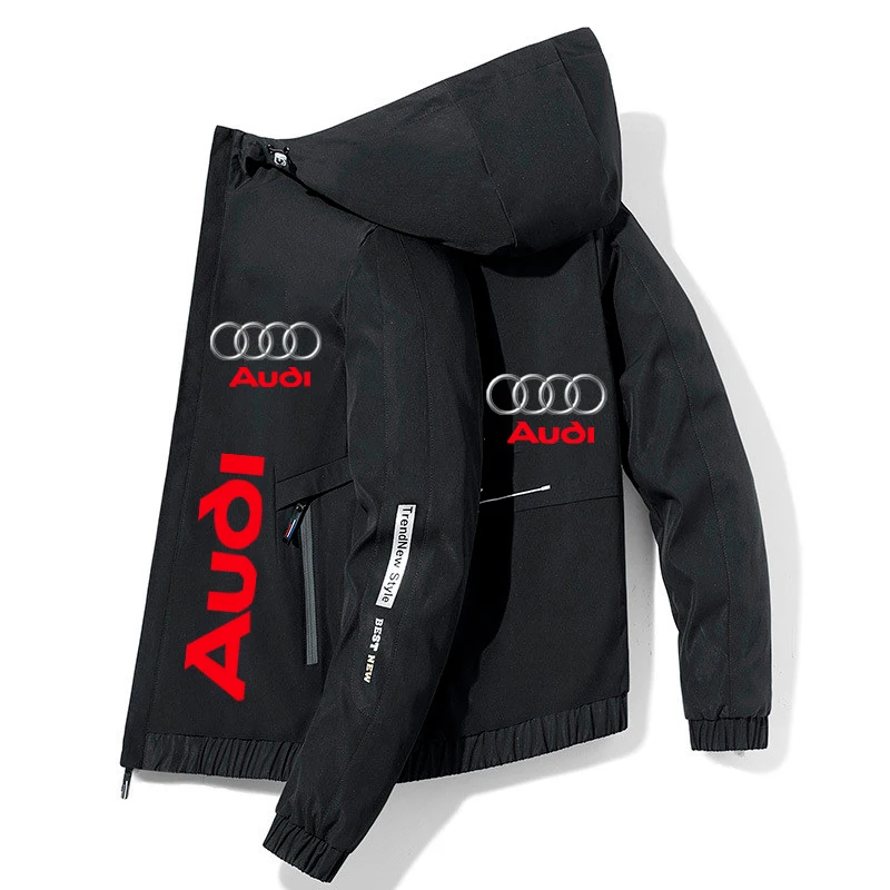 

Men's Jackets Audi Car Logo Print Motorcycle Jacket Women Casual Waterproof Windbreaker Racing Biker Audi Jacket Men's Clothing