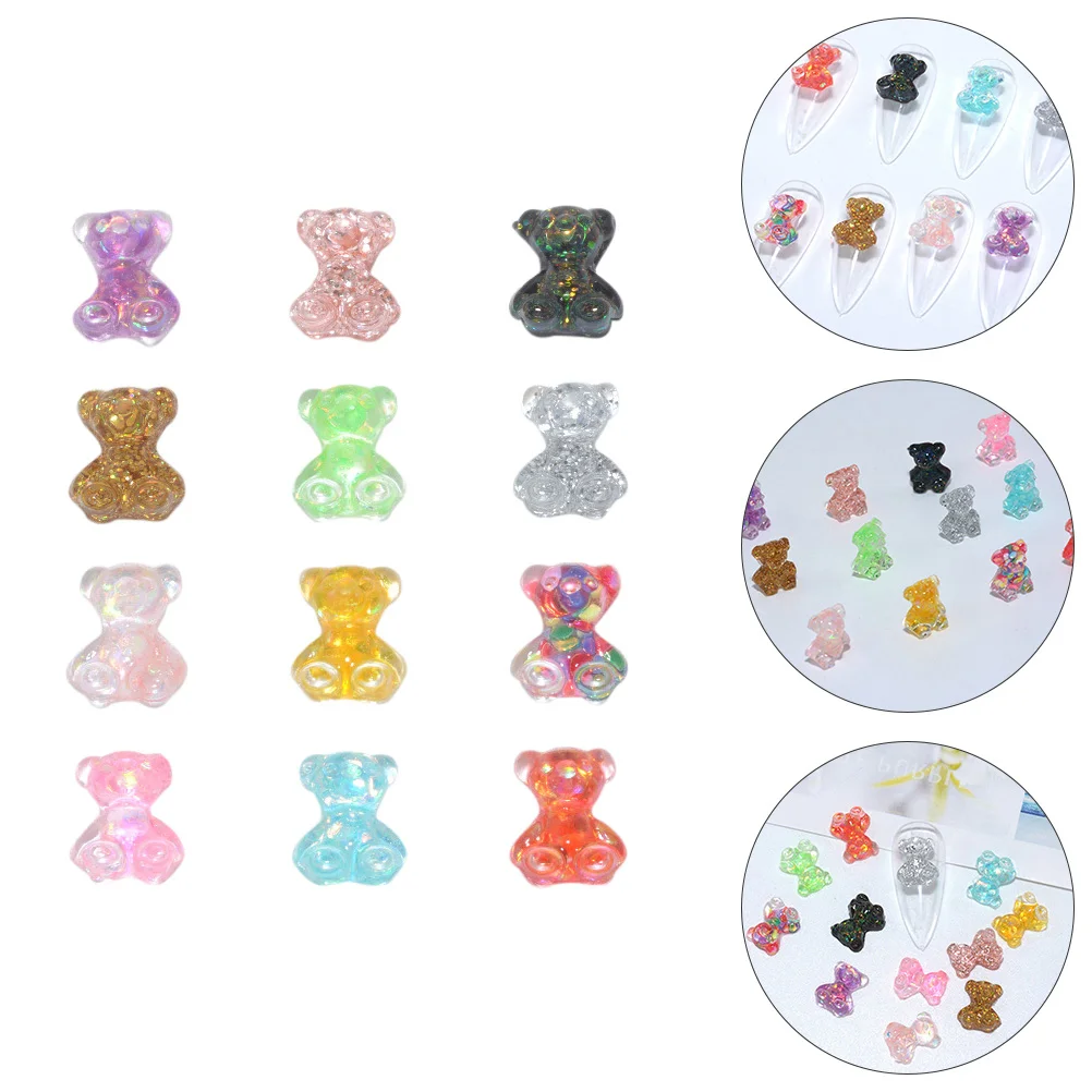 

200 шт., подвески для ногтей в виде медведя