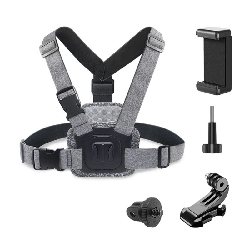 

Chest Mount Harness Chest Adjustable Strap Belt with J-hook & Long Screw for Hero 11 10 9 8 7/Sjcam/Action Cameras