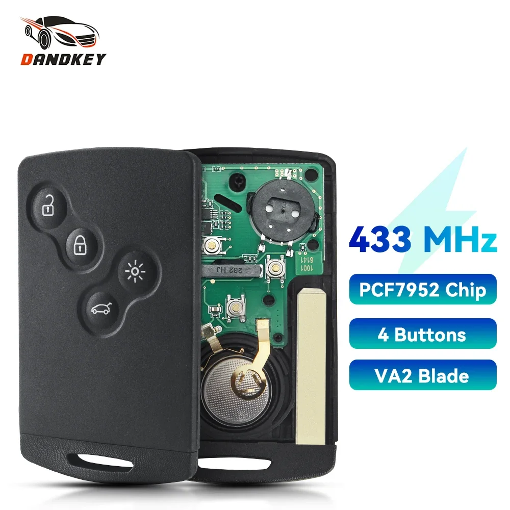 Dandkey для Renault Megane 3 Laguna Scenic Fluence 433 МГц ID46-PCF7952A Chip Smart Remote Car Key Card Fob безключевой