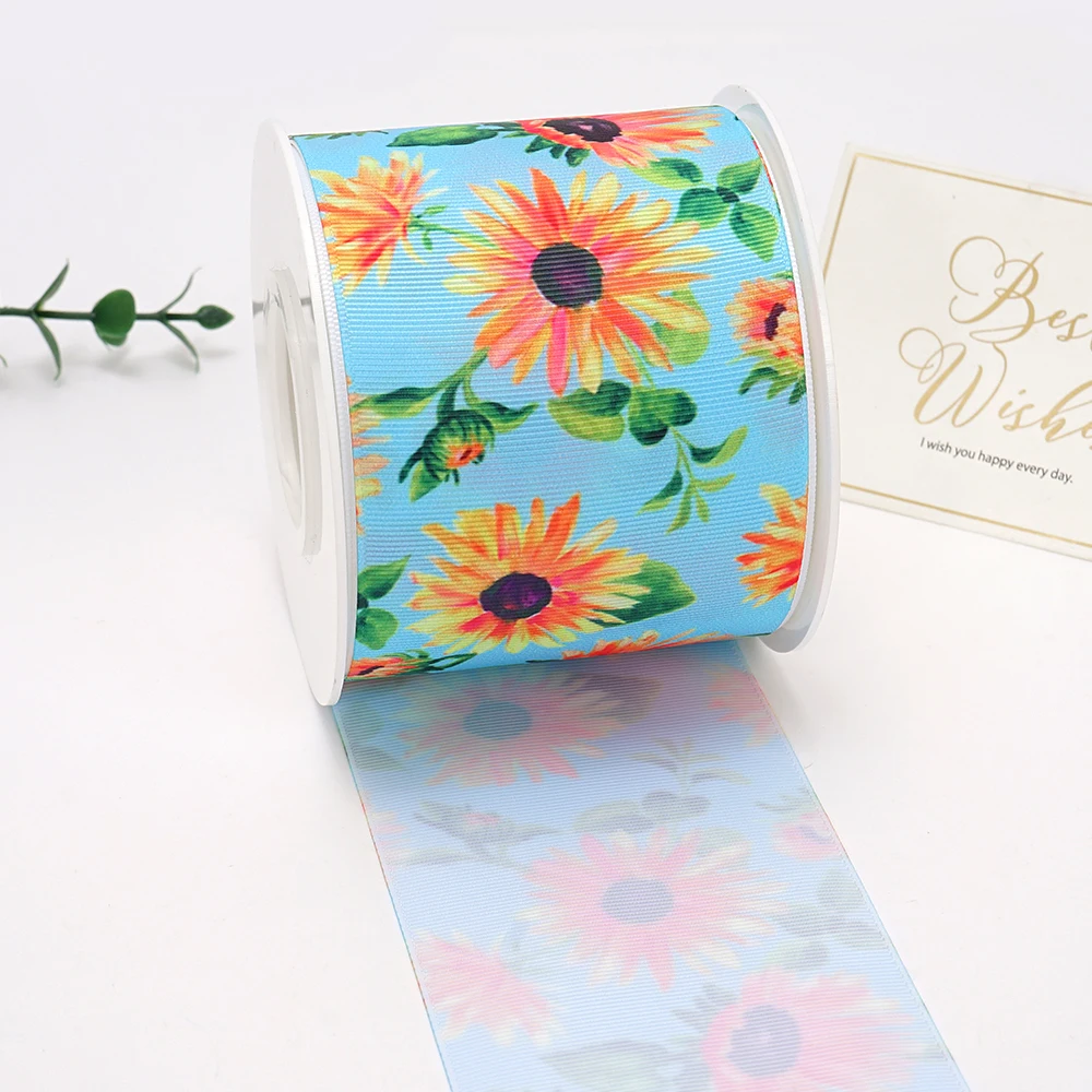 Красивые ленты с цветами мультяшный корсаж/атласная лента принтом для украшения