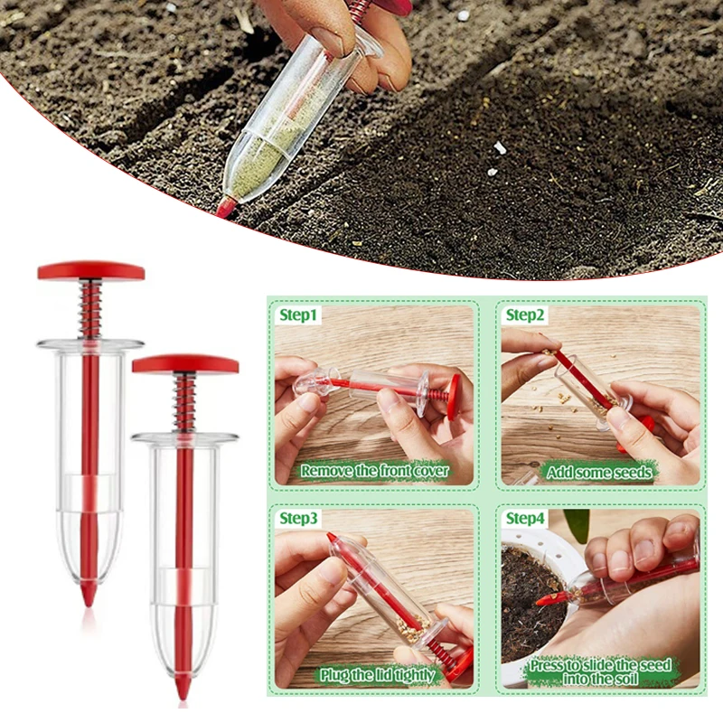 

Mini Syringe Seeder Seed Sowing Dispenser Garden Precision Seeding Fertilizing Planter Manual Sower Flower Bed Gardening Tools