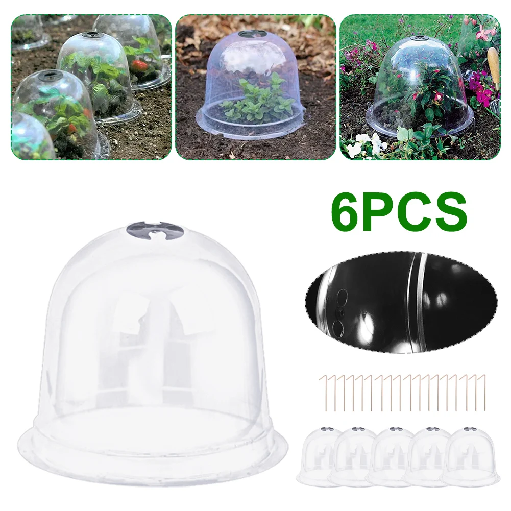 

6pcs 18 Pegs Reusable PVC Plastic Greenhouse Garden Plant Bell Cover Plant Germination Cover Dome Frost Guard Freeze Protection