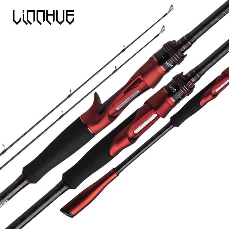 

LINNHUE New Fishing Rod 2.1/2.4m 2 Section Spinning Baitcasting Rod Fishing Rod M/ML 2pcs Rod Tips Lure Rod Carbon Fiber Travel