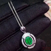 luxury new boutique jewelry pendant natural 925 silver natural colombian emerald open loop women simply send necklace