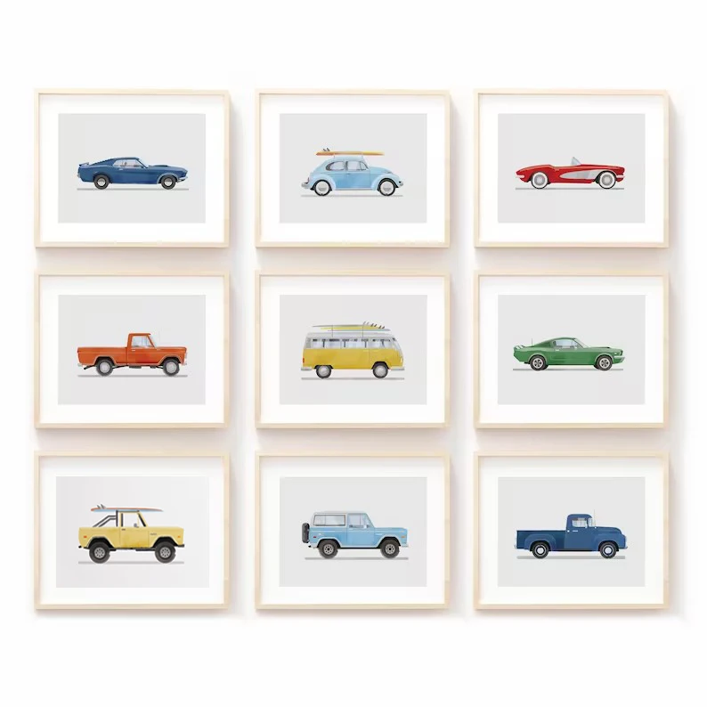 Акварель искусственная кожа автомобиль автобус внедорожник грузовик постер