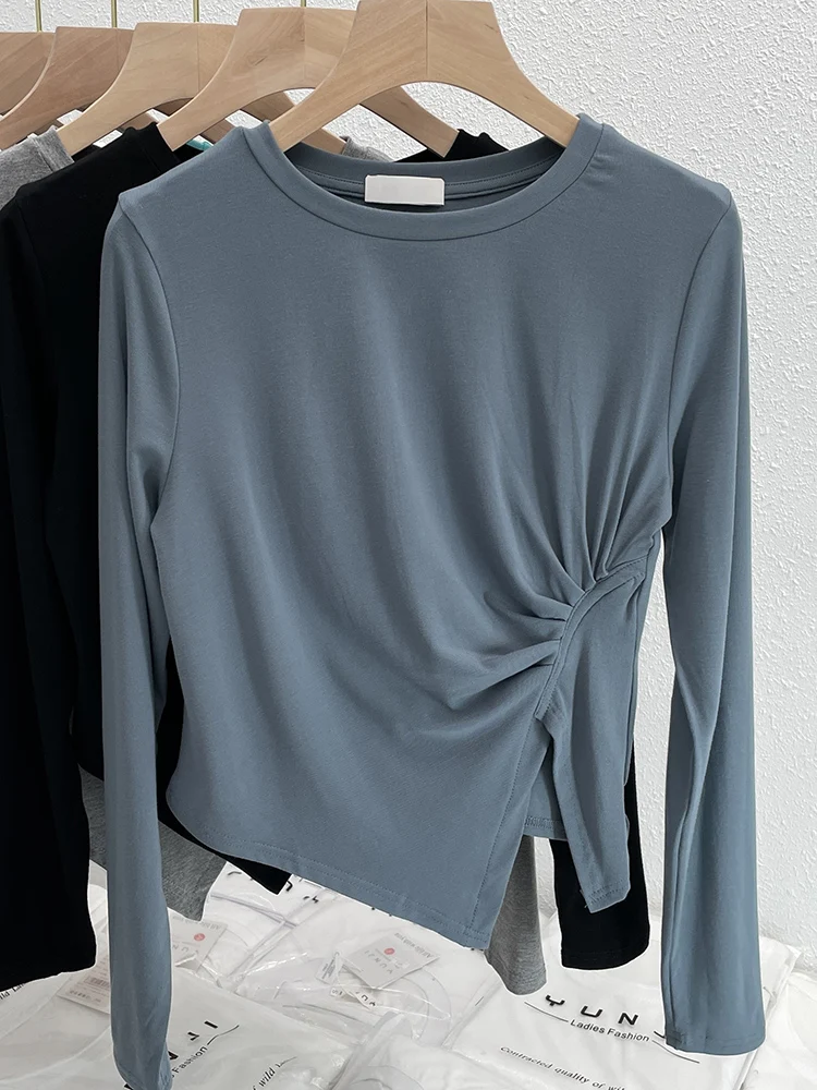 Женская рубашка с длинным рукавом весна-осень тонкая Облегающая модная