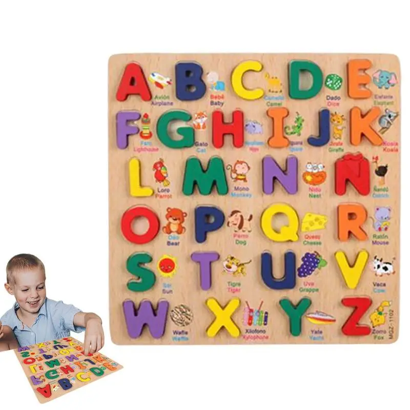 

30cm Baby Toys Wooden Puzzle Alphabet Number Shape Matching 3D Puzzle Board Game Wooden Montessori Toys For Children Gifts