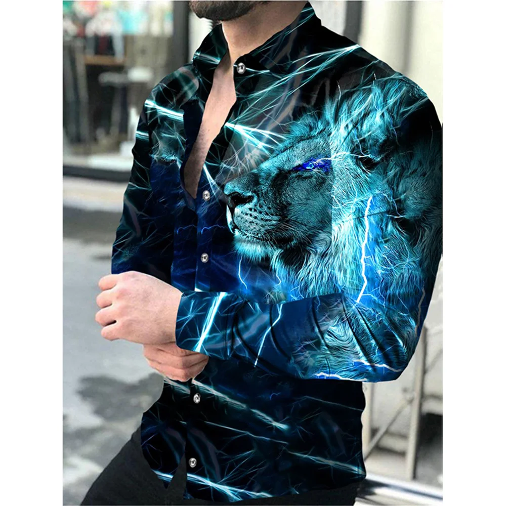 

2023 Animal Print Shirt Spring Fall Long Sleeve Lapel Single Breasted Cardigan Casual Party Blouse Oversized High-Quality Shirt