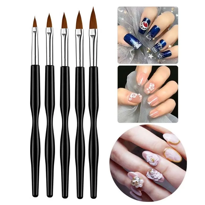 

5Pcs/Bag Nail Tips Carving Flower Drawing Pen UV Gel Brush Acrylic Liquid Pen DIY Art Stripes Tips French Design Manicure Tool