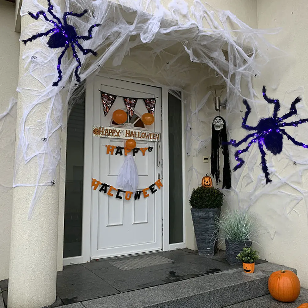 Украшение на Хэллоуин светодиодный телефон большой плюшевый паук реквизит