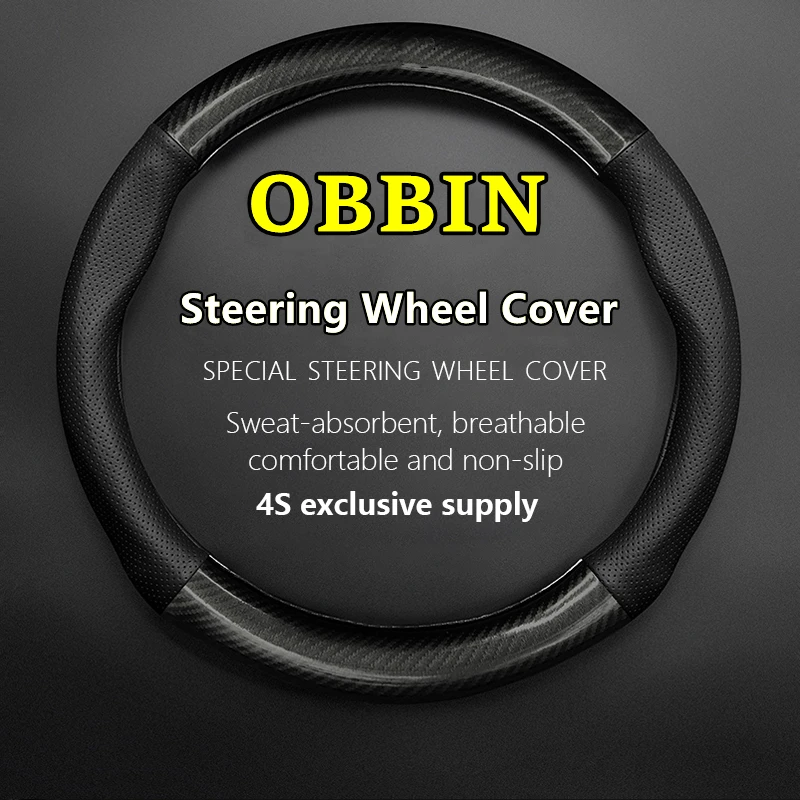 

Non-slip Leather For OBBIN Steering Wheel Cover Genuine Leather Carbon Fiber