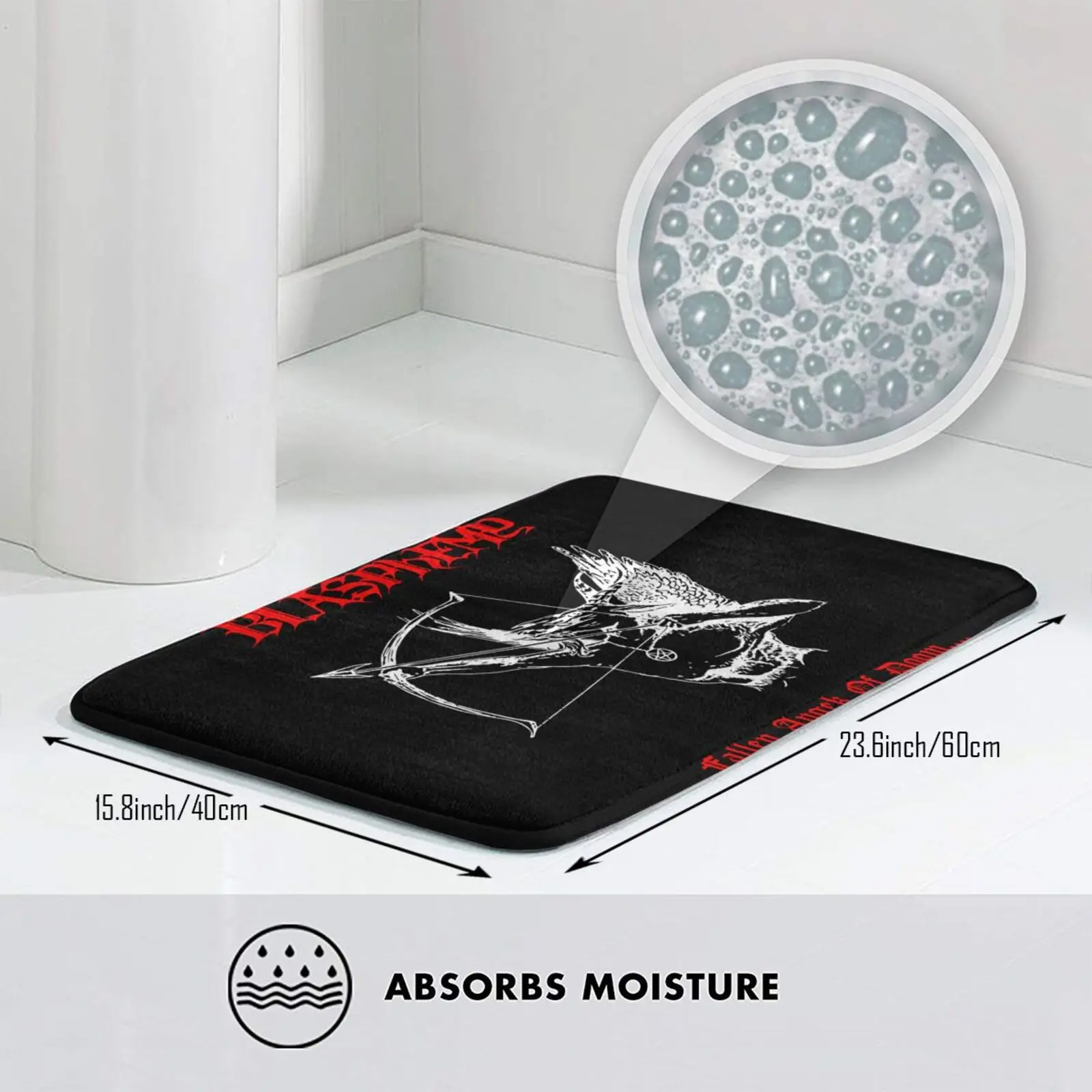 Черный металлический коврик с изображением богоматерчатого ангела Дума смерти