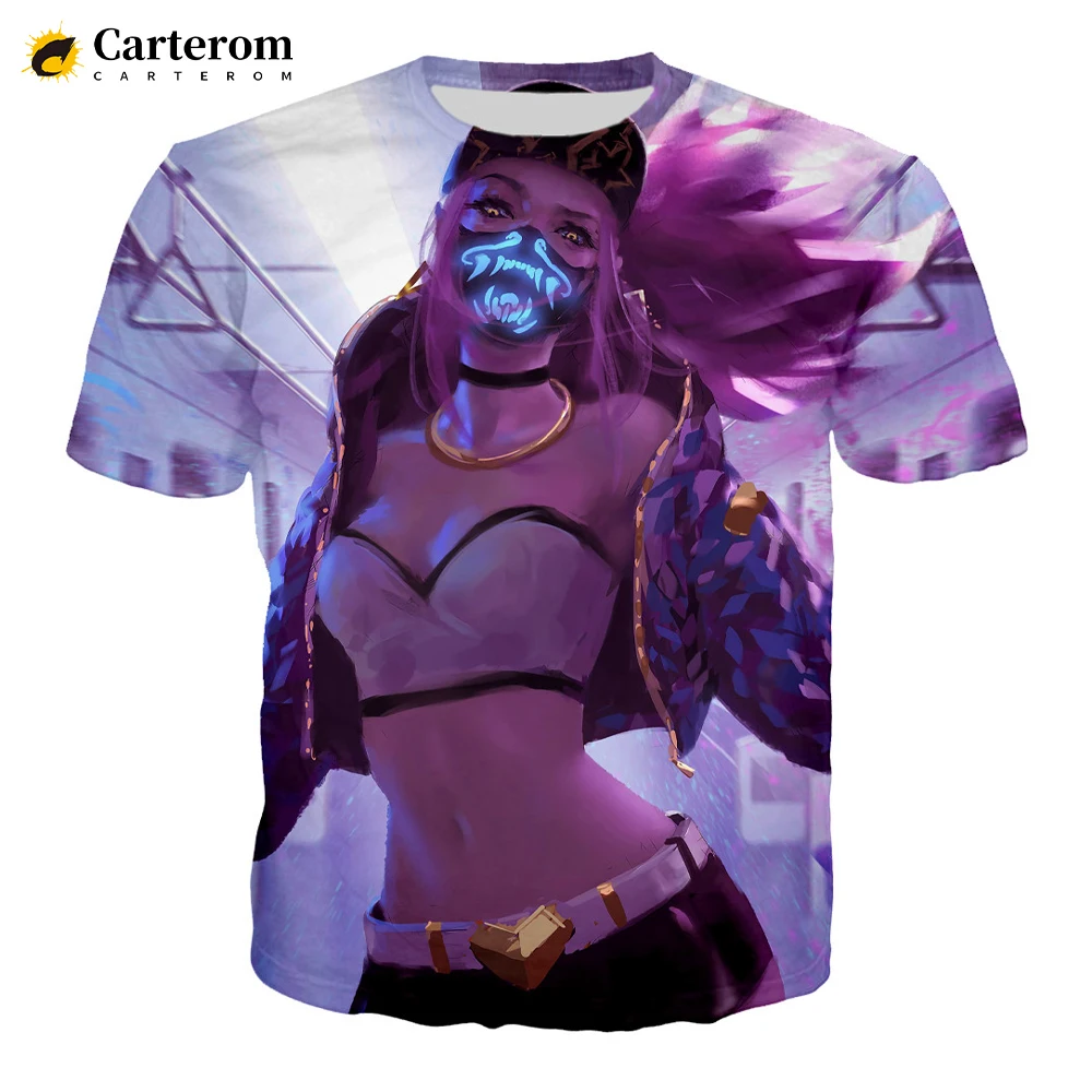 

2022 New League Of Legends Sexy Akali T-shirt Men Women Fashion Casual Harajuku Style Tshirt Sexy Girl 3D Print Streetwear Tops