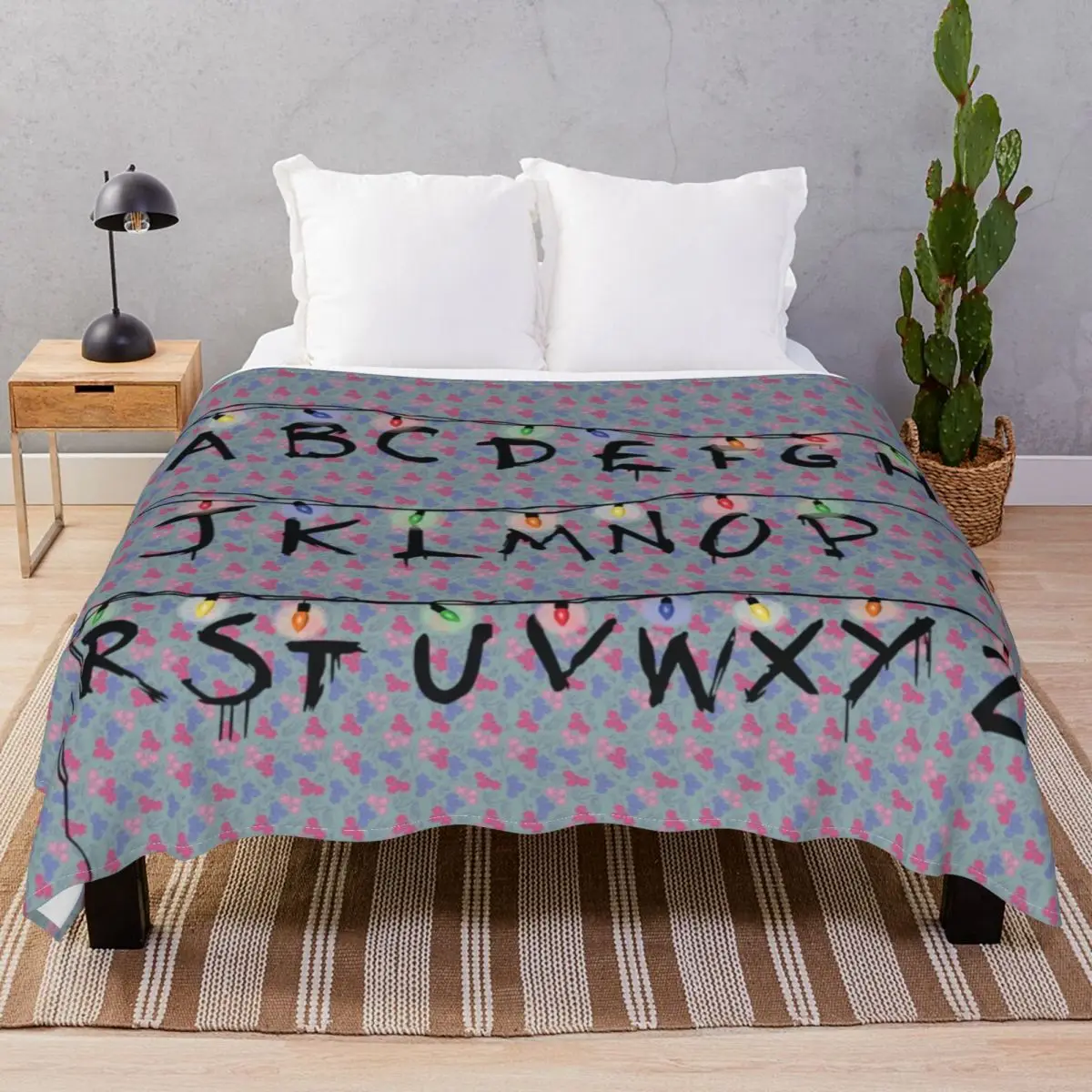Stranger Things Alphabet Blankets Fleece Winter Super Soft Throw Blanket for Bed Sofa Travel Office