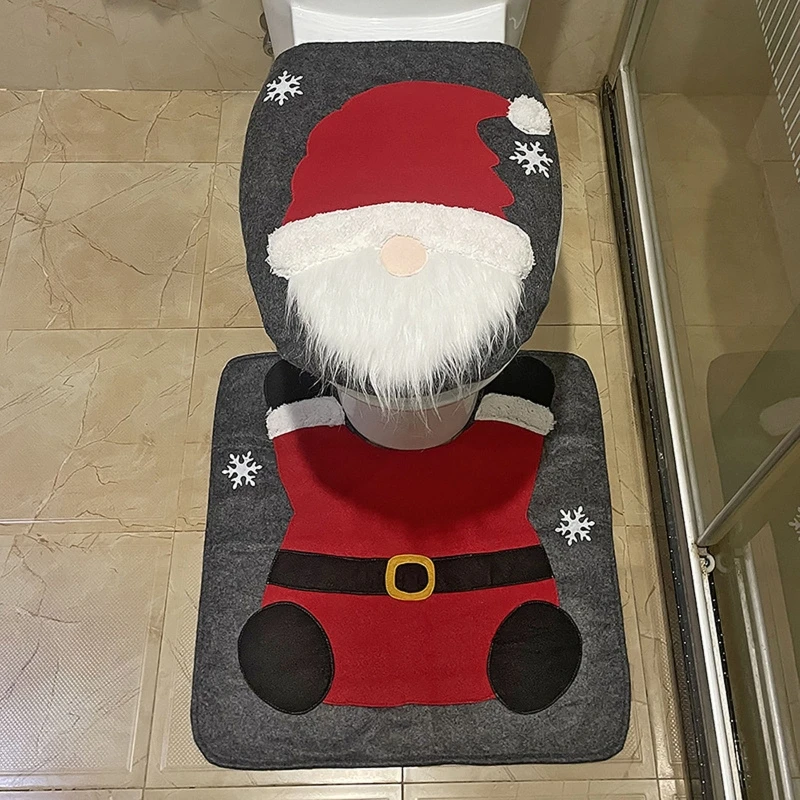 

Christmas Toilet Seat Cover Cute Protection Shield Floor Carpet for Xmas Festival Holiday Party Wedding Birthd Decoration