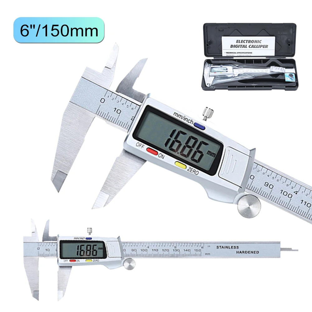 

Measuring Tool Stainless Steel Digital Caliper 6 "150mm Messschieber paquimetro measuring instrument Vernier Calipers Tools