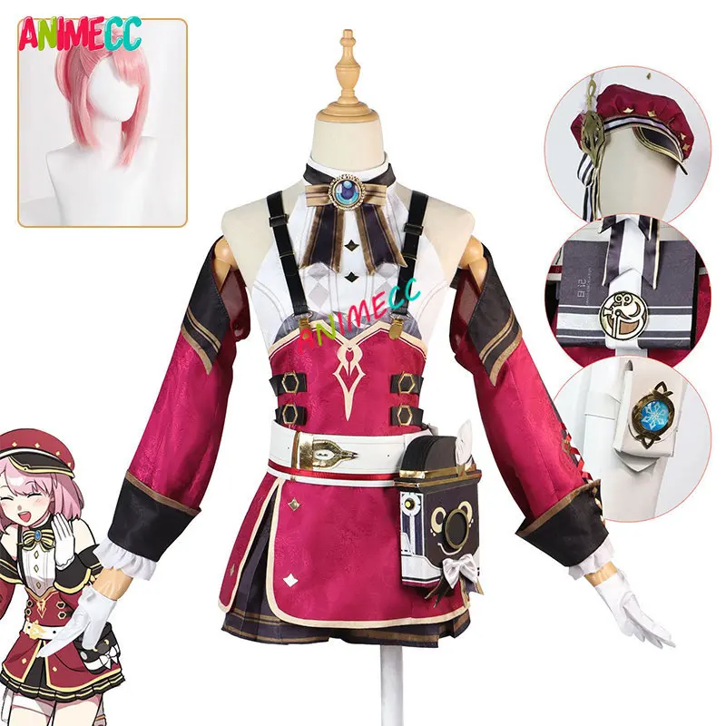 

ANIMECC Charlotte Cosplay Genshin Impact Cosplay Costume Wig Anime Game Female Fontaine Reporter Halloween Party for Women Gilrs