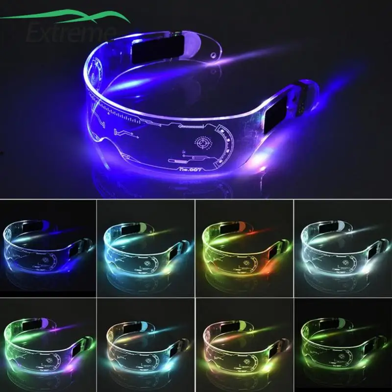 

Colorful Luminous Cycling Sunglasses Futuristic Electronic Visor Glasses Vintage Punk Eyeglasses For Christmas Halloween Party