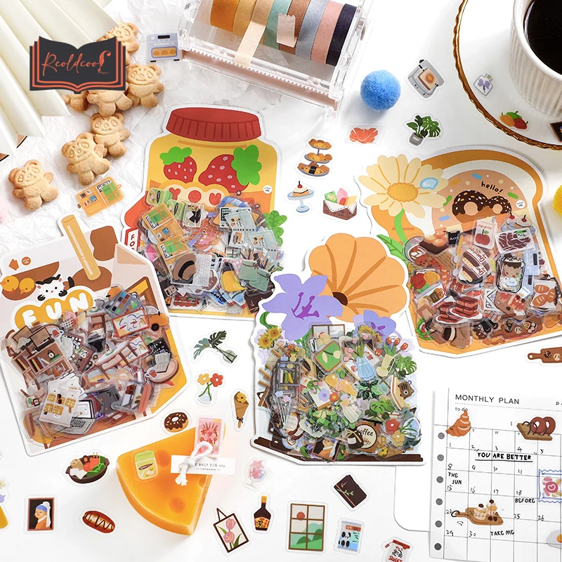 

100pcs/pack Cartoon Stickers Collage Materials DIY Phone Journal Planner Scrapbooking Stationery Korean Diary Stickers