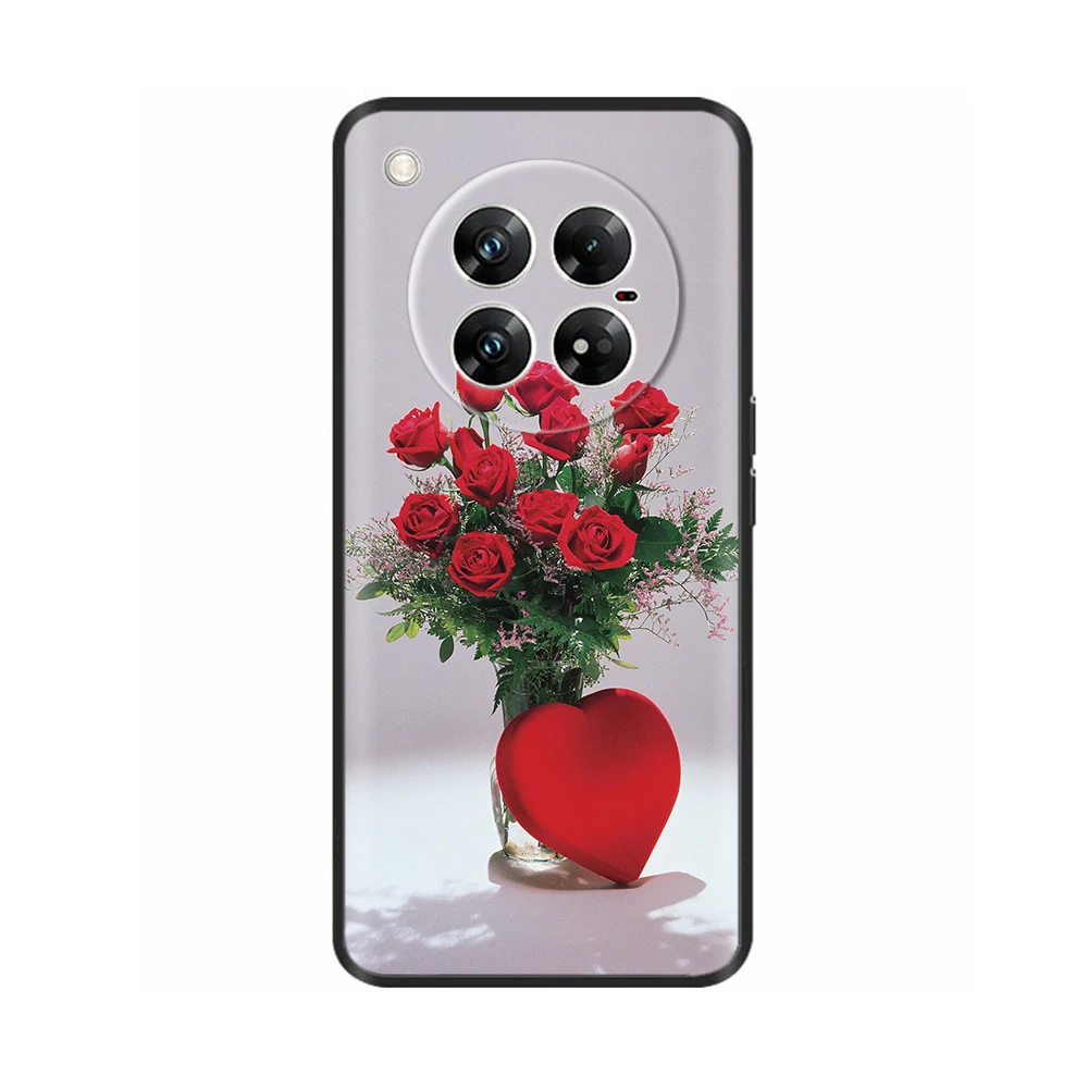 Для Infinix Zero 40 5G чехол с сердечком и цветком матовый силиконовый для телефона
