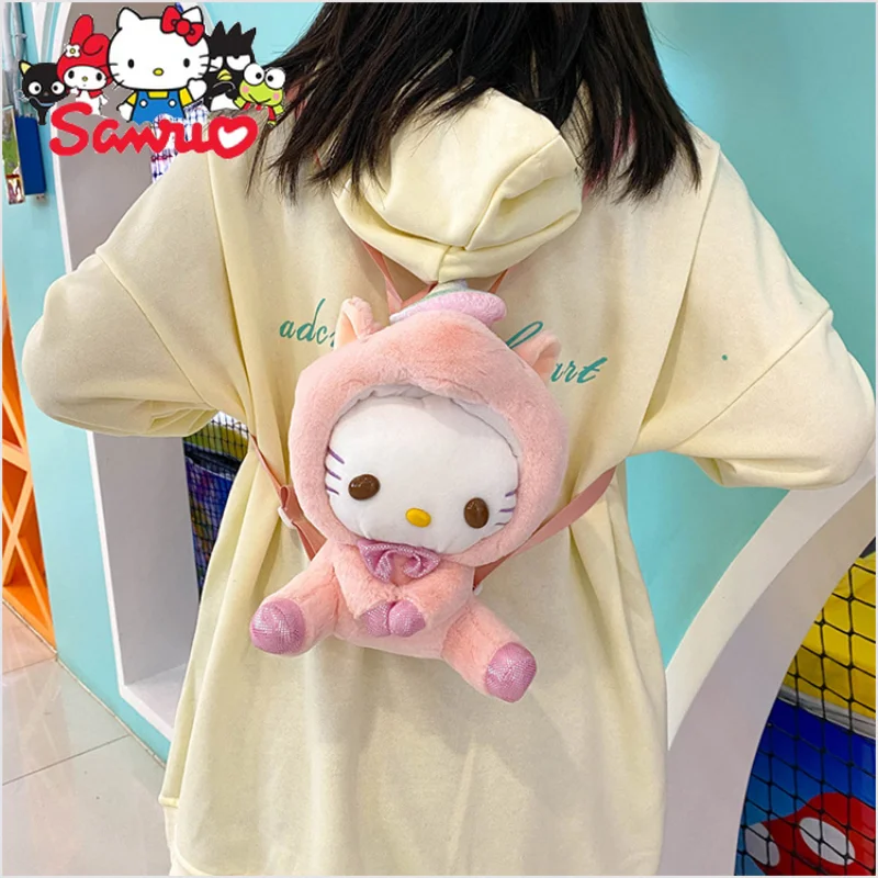 

Winter 2022 New Transformation Into Sanrio Hello Kitty Toy Bag Cute Girls Backpack Mobile Phone Bag Stuffed Dolls for Kids 20cm