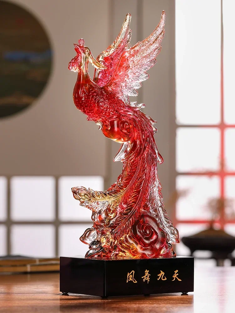 Цветная глазурь фигурка Феникса кристалл красочный Бог огненная птица танец