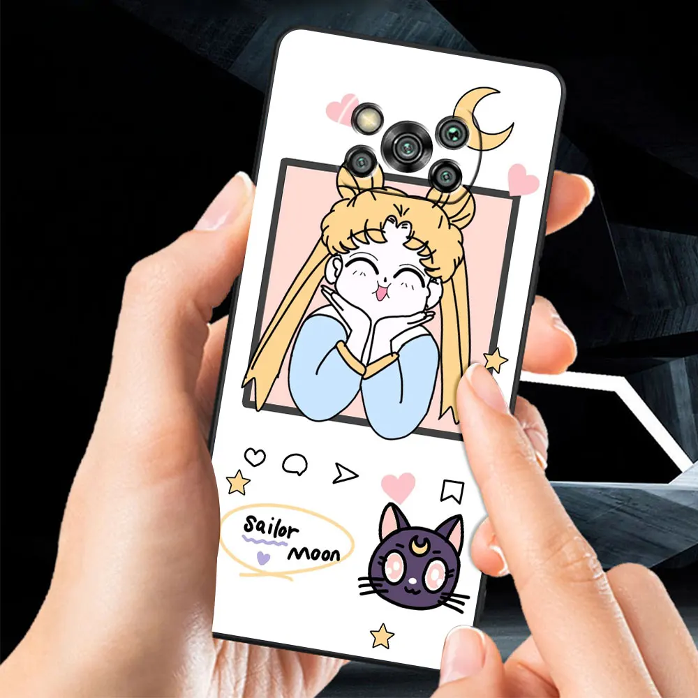 Мягкий чехол для Xiaomi Mi Poco X4 Pro 5G X3 NFC M4 M3 F3 GT F1 11 Lite 11T 10T 9T, чехлы для телефонов, черный чехол, чехлы для девушек Сейлор-Мон (art.: 3920bc274b84a) - 3920bc274b84a