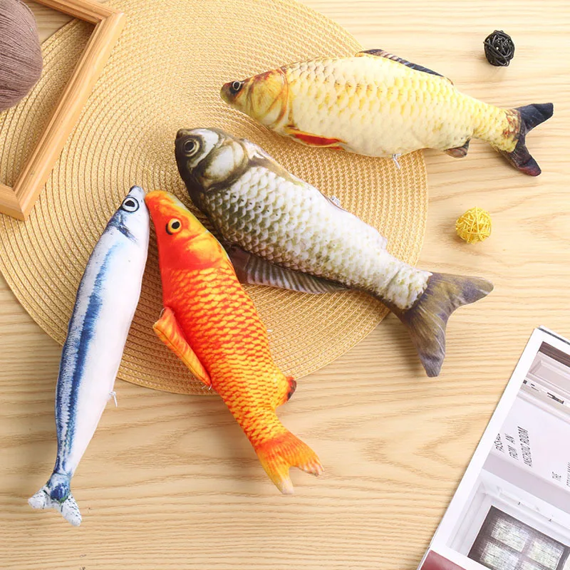 

18CM Cat Toy Fish Plush Cat Scratcher Toy Interactive Fish Catnip Toys Stuffed Pillow Simulation Fish Playing Toy For Cat Kitten