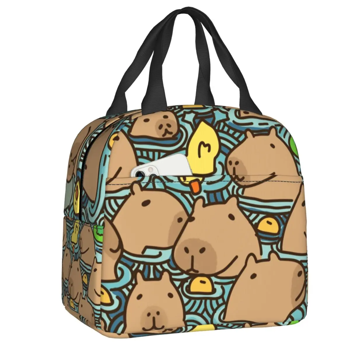 

A Pond Full Of Capybara Insulated Lunch Bag for Women Waterproof Cooler Thermal Lunch Tote Kids School Children